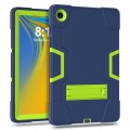 For Samsung Galaxy Tab A9+ Contrast Color Silicone PC Tablet Case with Holder(Navy Blue + Green)