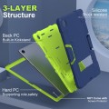 For Samsung Galaxy Tab A9+ Contrast Color Silicone PC Tablet Case with Holder(Navy Blue + Green)