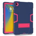 For Samsung Galaxy Tab A9+ Contrast Color Silicone PC Tablet Case with Holder(Navy Blue + Rose Red)