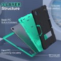 For Samsung Galaxy Tab A9+ Contrast Color Silicone PC Tablet Case with Holder(Black + Mint Green)