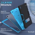 For Samsung Galaxy Tab A9+ Contrast Color Silicone PC Tablet Case with Holder(Black + Blue)