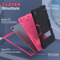 For Samsung Galaxy Tab A9+ Contrast Color Silicone PC Tablet Case with Holder(Black + Rose Red)