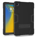 For Samsung Galaxy Tab A9+ Contrast Color Silicone PC Tablet Case with Holder(Black)