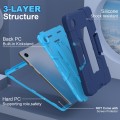 For Samsung Galaxy Tab A9 Contrast Color Silicone PC Tablet Case with Holder(Navy Blue + Blue)