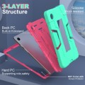 For Samsung Galaxy Tab A9 Contrast Color Silicone PC Tablet Case with Holder(Mint Green + Rose Red)