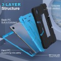 For Samsung Galaxy Tab A9 Contrast Color Silicone PC Tablet Case with Holder(Black + Blue)