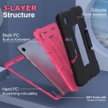 For Samsung Galaxy Tab A9 Contrast Color Silicone PC Tablet Case with Holder(Black + Rose Red)