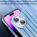 For iPhone 14 Plus Electroplated Streamer Brushed TPU Phone Case with Lens Film(Blue)