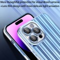 For iPhone 14 Pro Electroplated Streamer Brushed TPU Phone Case with Lens Film(Blue)