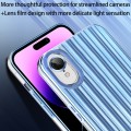 For iPhone XR Electroplated Streamer Brushed TPU Phone Case with Lens Film(Blue)