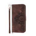 For Motorola Moto G24 Skin-feel Flowers Embossed Wallet Leather Phone Case(Brown)