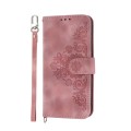 For Motorola Moto G34 Skin-feel Flowers Embossed Wallet Leather Phone Case(Pink)