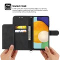 For Motorola Moto G34 Skin-feel Flowers Embossed Wallet Leather Phone Case(Black)