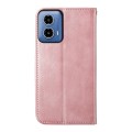 For Motorola Moto G34 Cubic Grid Calf Texture Magnetic Leather Phone Case(Rose Gold)