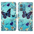 For Motorola Edge 40 Neo Colored Drawing Pattern Plain Weave Leather Phone Case(Caring Butterfly)