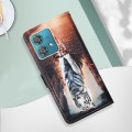 For Motorola Edge 40 Neo Colored Drawing Pattern Plain Weave Leather Phone Case(Cats And Tigers)