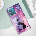 For Motorola Edge 40 Neo Colored Drawing Pattern Plain Weave Leather Phone Case(Baby Panda)