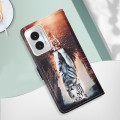 For Motorola Moto G Play 4G 2024 Colored Drawing Pattern Plain Weave Leather Phone Case(Cats And Tig