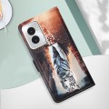 For Motorola Moto G Power 5G 2024 Colored Drawing Pattern Plain Weave Leather Phone Case(Cats And Ti