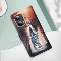 For Motorola Moto G Play 5G 2024 Colored Drawing Pattern Plain Weave Leather Phone Case(Cats And Tig