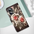 For Motorola Moto G Play 5G 2024 Colored Drawing Pattern Plain Weave Leather Phone Case(Roses On Bla