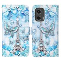 For Motorola Moto G Stylus 5G Colored Drawing Pattern Plain Weave Leather Phone Case(Tower Butterfly