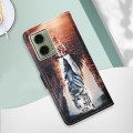 For Motorola Moto G04 4G / G24 4G Colored Drawing Pattern Plain Weave Leather Phone Case(Cats And Ti