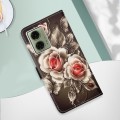 For Motorola Moto G04 4G / G24 4G Colored Drawing Pattern Plain Weave Leather Phone Case(Roses On Bl