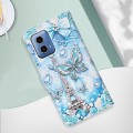 For Motorola Moto G34 Colored Drawing Pattern Plain Weave Leather Phone Case(Tower Butterfly)