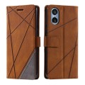 For Sony Xperia 5 V Skin Feel Splicing Leather Phone Case(Brown)