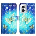 For Motorola Moto G Play 4G 2024 3D Painting Horizontal Flip Leather Phone Case(Golden Butterfly)
