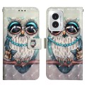 For Motorola Moto G Play 4G 2024 3D Painting Horizontal Flip Leather Phone Case(Grey Owl)