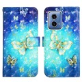 For Motorola Moto G34 3D Painting Horizontal Flip Leather Phone Case(Golden Butterfly)