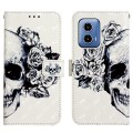 For Motorola Moto G34 3D Painting Horizontal Flip Leather Phone Case(Skull)