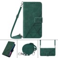 For Motorola Moto G Stylus 5G 2024 Crossbody 3D Embossed Flip Leather Phone Case(Dark Green)