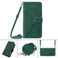For OPPO Reno11 5G Global Crossbody 3D Embossed Flip Leather Phone Case(Dark Green)