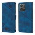 For Motorola Moto G84 Skin-feel Embossed Leather Phone Case(Blue)