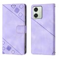 For Motorola Moto G54 Skin-feel Embossed Leather Phone Case(Light Purple)