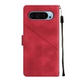 For Google Pixel 9 Skin-feel Embossed Leather Phone Case(Red)