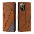 For Realme C67 4G Skin Feel Splicing Leather Phone Case(Brown)