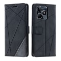 For Realme C53 Skin Feel Splicing Leather Phone Case(Black)