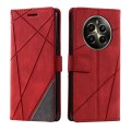 For Realme 12+ Skin Feel Splicing Leather Phone Case(Red)