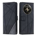 For Realme 12+ Skin Feel Splicing Leather Phone Case(Black)