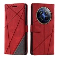 For Realme 12 Pro+ Skin Feel Splicing Leather Phone Case(Red)