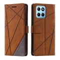 For Honor X8 5G Skin Feel Splicing Leather Phone Case(Brown)