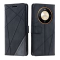 For Honor X50 Skin Feel Splicing Leather Phone Case(Black)