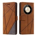 For Honor X50 Skin Feel Splicing Leather Phone Case(Brown)