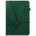 For Samsung Galaxy Tab S7+/S8+/S9+/S9 FE+ Solid Color Stripe Embossed Leather Tablet Case(Green)