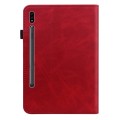 For Samsung Galaxy Tab S7+/S8+/S9+/S9 FE+ Solid Color Stripe Embossed Leather Tablet Case(Red)