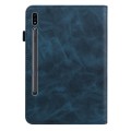 For Samsung Galaxy Tab S7+/S8+/S9+/S9 FE+ Solid Color Stripe Embossed Leather Tablet Case(Blue)